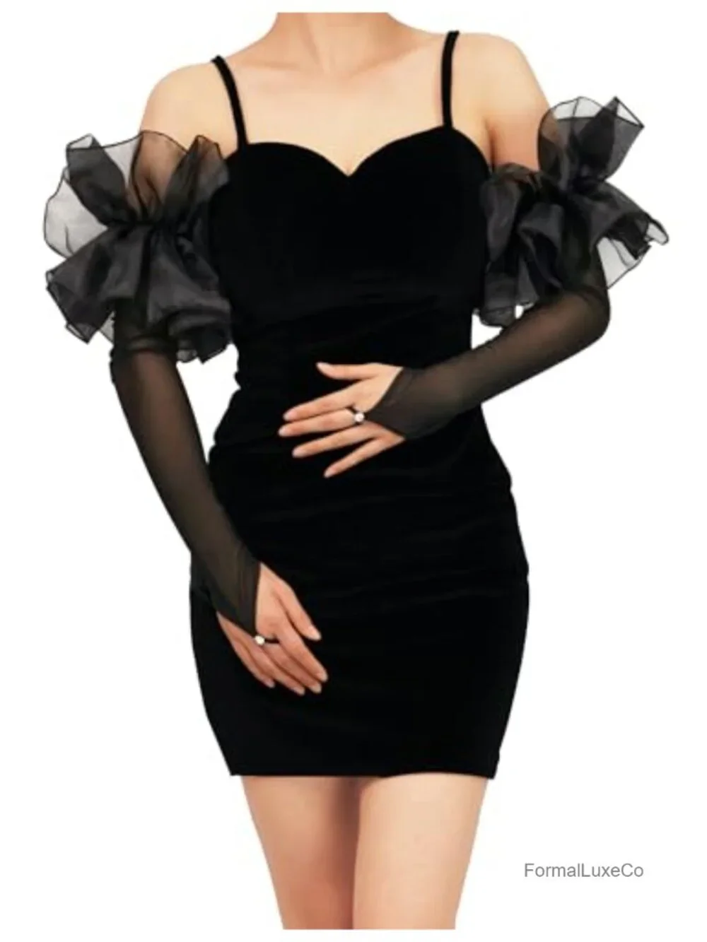 Puff Long Sheer Gloves Oversize Stretchy Tulle Mesh Gloves for Wedding Evening